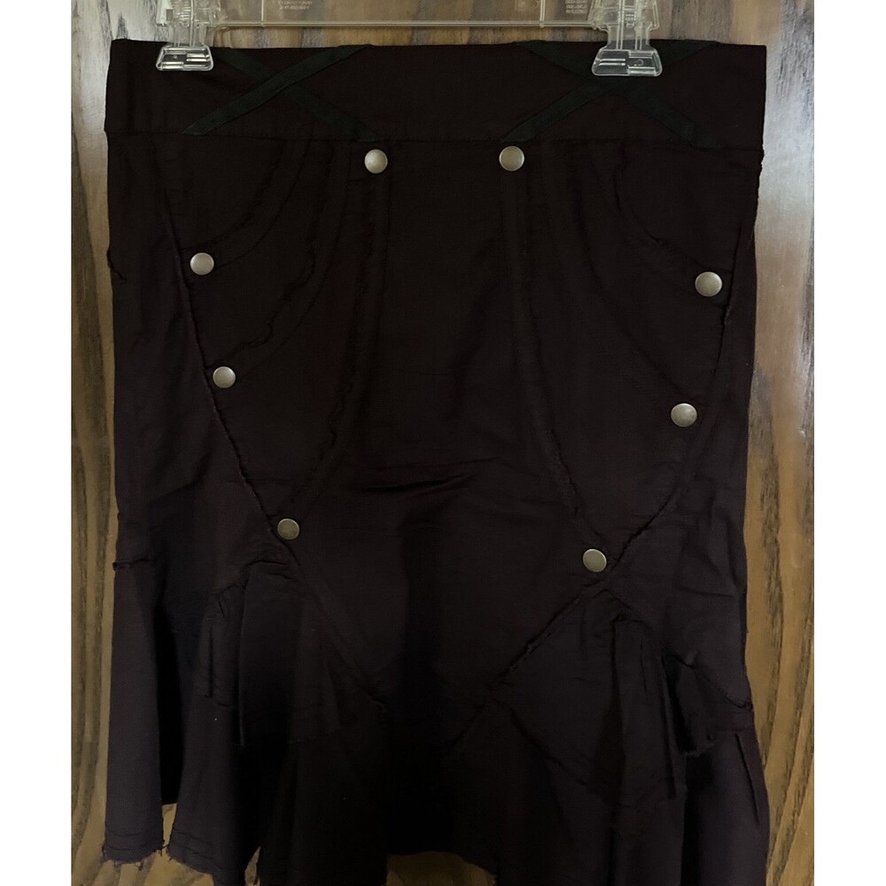 Aziz Brown Women’s A-line Skirt Size M With Buttons Detail Y2K Whimsigoth Grunge - Picture 3 of 8